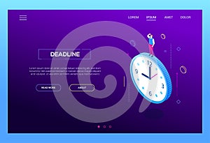 Deadline concept - modern isometric vector web banner