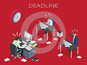 Deadline Concept of overworked man Time to work