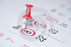 Deadline concept with red mark on calendar date