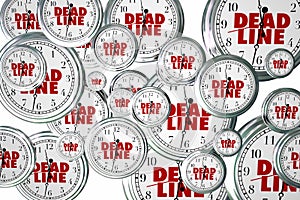 Deadline Due Dates Clocks Flying Urgent Words