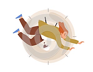 Deadline failure and organization problem concept. Person is late, time is over. Inefficient disorganized employee fall photo