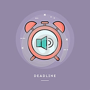 Deadline, flat design thin line banner.