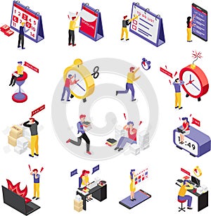 Deadline Isometric Icon Set