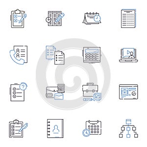 Deadline line icons collection. Countdown, Limit, Target, Timeframe, Schedule, Due date, Cutoff vector and linear