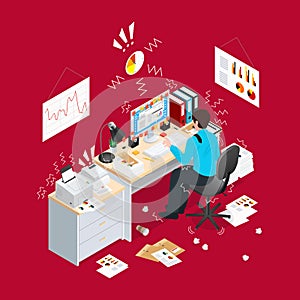 Deadline Office Isometric Composition