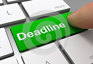 Deadline push button concept 3d illustration