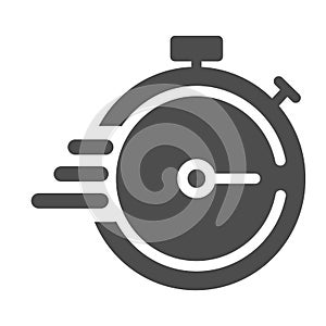 Deadline solid icon. Timer with lines vector illustration isolated on white. Stopwatch glyph style design, designed for