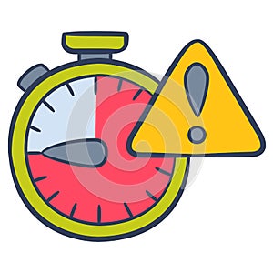Deadline time alocation warning warn expired timer single isolated icon with doodle colorfull color style