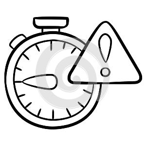 Deadline time alocation warning warn expired timer single isolated icon with sketch hand drawn outline style