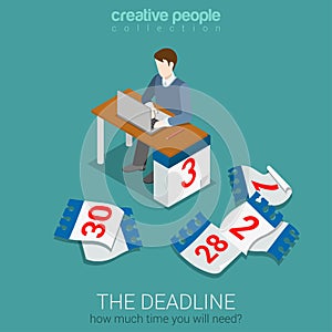 Deadline time management project plan schedule flat 3d isometric photo