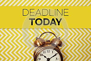 Deadline Today text with alarm clock on yellow background