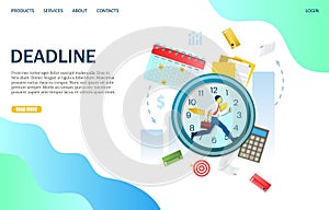 Deadline vector website landing page design template