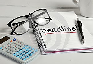 Deadline word on notebook
