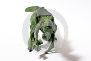 Velociraptor on white background ready to attack