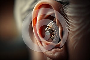 deaf ear grandfather with hearing aid illustration Generative A