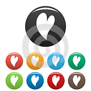 Deaf heart icons set color