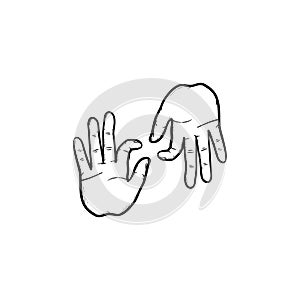 Deaf language hand drawn outline doodle icon. photo