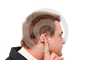Deaf man's hearing aid