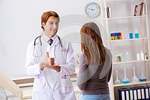 The deaf-mute female patient visiting young male doctor
