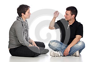 Deaf persons hand demonstrating