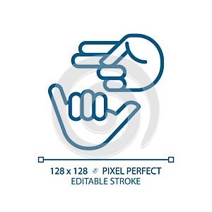 Deaf sign language light blue icon