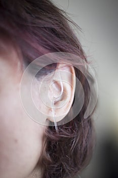 Deaf woman hearing aid