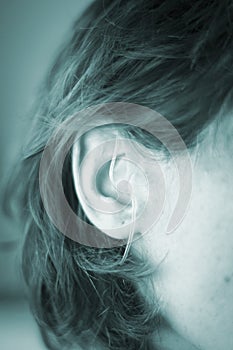 Deaf woman hearing aid
