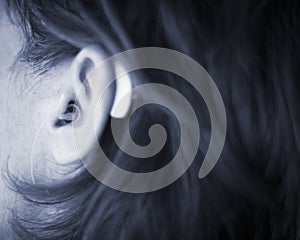 Deaf woman hearing aid