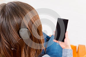 Deaf woman using smartphone