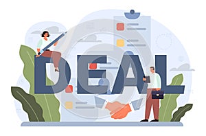 Deal concept. Entrepreneurs setting an official contract. Idea