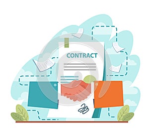 Deal concept set. Entrepreneurs setting an official contract.