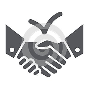 Deal glyph icon, agreement and partnership, handshake sign, vector graphics, a solid pattern on a white background.