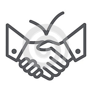 Deal line icon, agreement and partnership, handshake sign, vector graphics, a linear pattern on a white background.