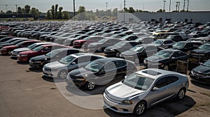 Dealer vehicles in stock. A large outdoor racetrack. Al generated