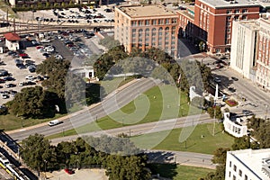 Dealey Plaza and the former Texas School Book Depository building