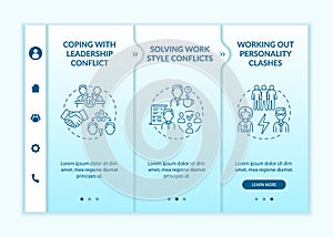 Dealing with team conflicts onboarding vector template
