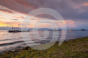 Deamatic sunset over the beach, Philippines