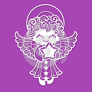 Dear angel. Template for laser cutting. Vector