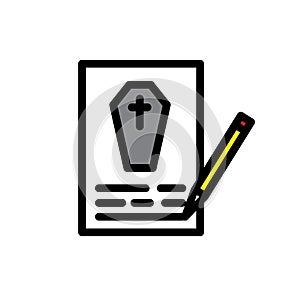 Death certificate line icon, vector illustration