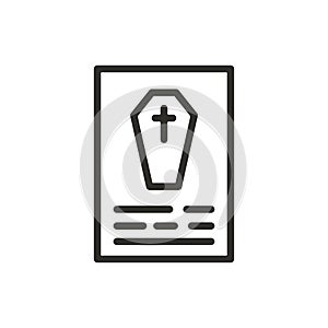 Death certificate vector icon, vector color line illustration