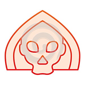 Death flat icon. Grim reaper skull, creepy demon face in hood. Halloween party vector design concept, gradient style