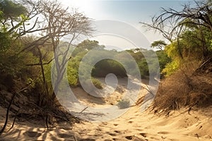 Death of the forest, drought in the desert. Feature of an environmental disaster.