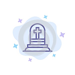 Death, Grave, Gravestone, Rip Blue Icon on Abstract Cloud Background