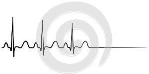 Death icon, cardiac arrest, vector cardio cardiogram, concept of condolence