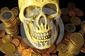 Death and Money Concept Skull and Currency