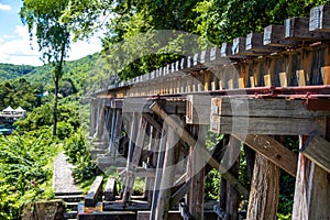 Death Railway bridge, Siam Burma Railway, in Kanchanaburi, Thailand