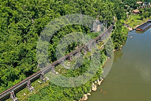 Death Railway bridge, Siam Burma Railway, in Kanchanaburi, Thailand