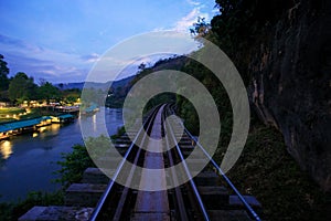 Death railway in kanchanaburi most popular traveling destination in  western of thailand