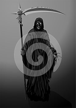 Death skeleton grim Reaper scytheman with scythe, suitable for H photo