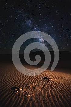 Death Valley Dunes at night under the the Milky Way